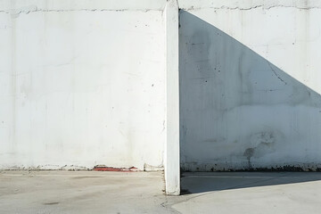 Shadow cast by light across a white brick wall in the corner