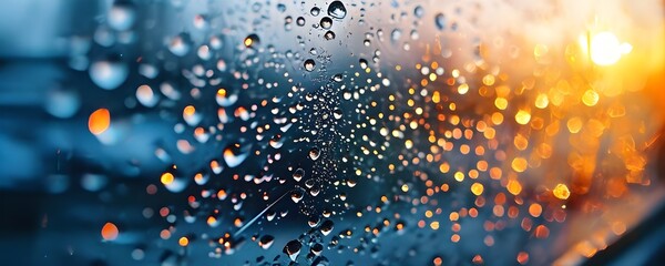 abstract painting in vibrant colors of water droplets adorning a window