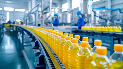 Fototapeta premium Modern Oil Packaging Production Line. Generative ai.