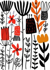 Abstract Scandinavian style print design with red and black tints. Great as background or poster.