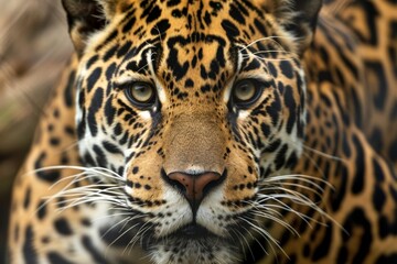 Intense Gaze of Jaguar in the Jungle
