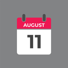 August 11 calendar reminder. 11 August daily calendar icon template. Calendar 11 August icon Design template. Vector illustration