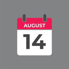 Fototapeta premium August 14 calendar reminder. 14 August daily calendar icon template. Calendar 14 August icon Design template. Vector illustration 