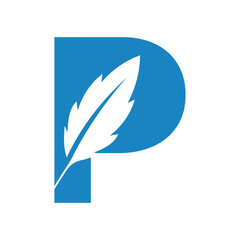 Feather Logo combine with letter P vector templat