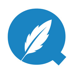 Feather Logo combine with letter Q vector templat