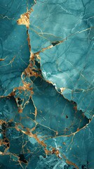 Luminous Turquoise Marble Texture with Gold Details