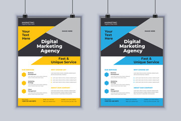 Digital marketing agency corporate flyer design vector template