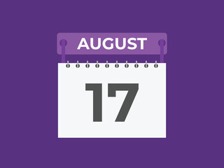 MobileAugust 17 calendar reminder. 17 August daily calendar icon template. Calendar 17 August icon Design template. Vector illustration
