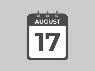 MobileAugust 17 calendar reminder. 17 August daily calendar icon template. Calendar 17 August icon Design template. Vector illustration
