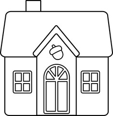 Autumn harvest house outline vector.
fall house black line svg.