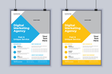 Digital marketing agency corporate flyer design vector template
