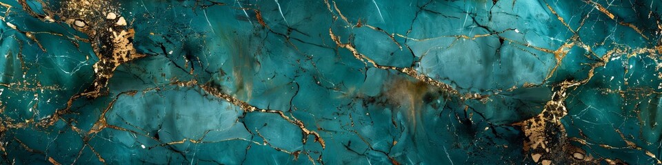 Fototapeta premium Luminous Turquoise Marble Texture with Gold Details