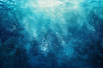 Fototapeta premium Aqua aquamarine grainy color gradient background glowing noise texture cover header poster design