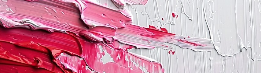 Dynamic abstract background with a mixture of red and pink oil paint strokes, can be utilized for printed materials such as brochures, flyers, and business cards.