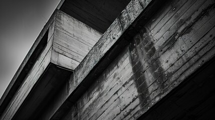 Brutalist architecture, raw concrete texture close-up, stark contrast, soft light 