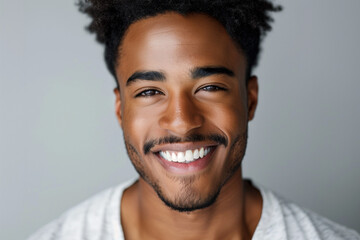 Obraz premium Face of positive young african american handsome man. Portrait. High quality photo