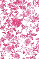 Fototapeta premium Watercolor Seamless pattern with pink and white