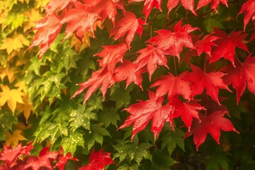 Beautiful color maple leaf on tree