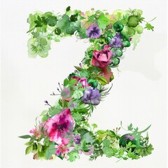 7 number in watercolor painting on a white background