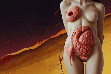Abstract representation of endometriosis, menstrual discomfort, and uterine contractions in women.