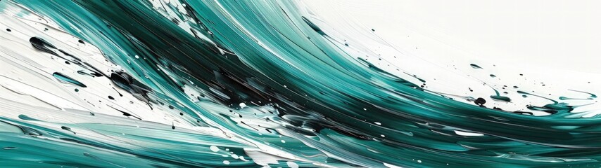 Dynamic abstract background of turquoise oil paint strokes, can be utilized for printed materials such as brochures, flyers, and business cards.