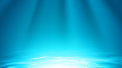 Underwater surface lighting reflection background with sun and sea rays
