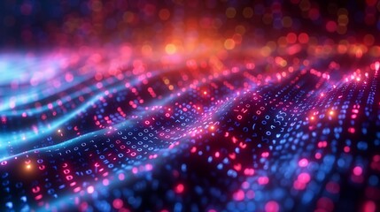 Abstract digital background with binary code and artificial intelligence algorithms running in the background