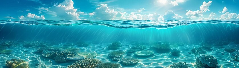 Fototapeta premium Fabric backdrops, Printed with seascapes, underwater scenes, or abstract wave patterns