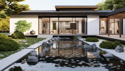 Serenity in Simplicity: Modern Japanese Garden with Clean Lines and Contemporary Decor