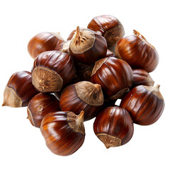 Roasted chestnuts, transparent background, isolated image, generative AI