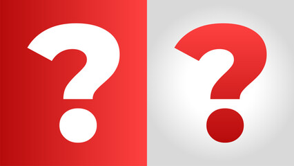 Question mark with red and white background. Red question mark and white question mark. Simple question mark symbol
