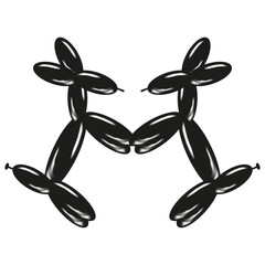Air Balloon vector Dog isolated transparent background. Air Bubbles Animal love concept in trend Graffiti Sculpture style 3D Gradient Chrome Black Animals.