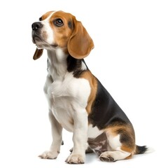 beagle dog sitting on white background