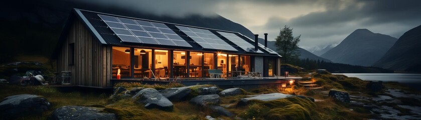 Obraz premium A modern cabin nestled in the mountains