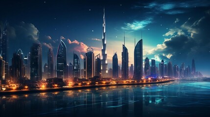 Obraz premium A stunning digital painting of a futuristic cityscape