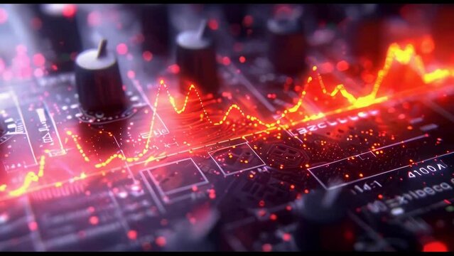 Binaural beats music composition. A colorful graph with many lines