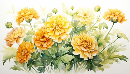 A beautiful watercolor painting of yellow flowers