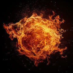 fire ball, explosion sparks on black background