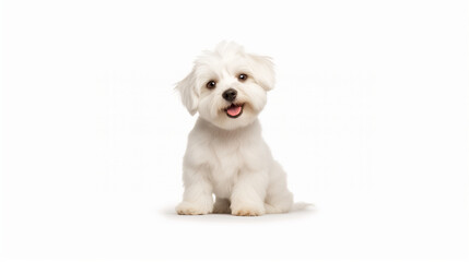Obraz premium Captivating Auggie Dog Poses with a Joyful Smile on a White Background