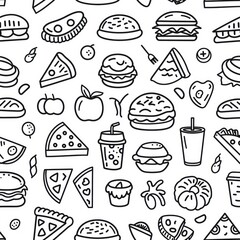 food Pattern outline style