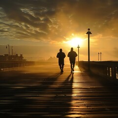 silhouette of a couple on the pier