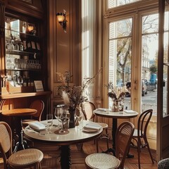 Fototapeta na wymiar french cafe, wine and food