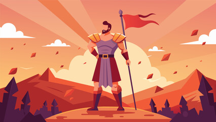 As he stood victorious on the battlefield the stoic warrior remained humble knowing that true victory lies in mastering ones own emotions and. Vector illustration
