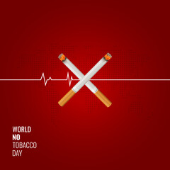 Obraz premium World No Tobacco Day Poster Or Banner in Red Background. No smoking and Cardiac attack. Cigrette is dangerous to health. Vector Eps