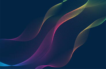 abstract dark blue background with colorful wave flow lines
