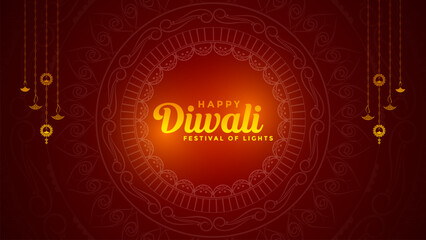 Happy Diwali Background With Decoration. Diwali Background With Happy Diwali Festival of Lights. Diwali Rangoli Background Design.