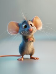 blue mouse with happy joy expression