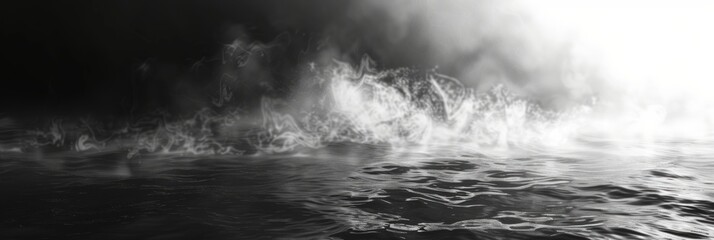 Naklejka premium Smoke black ground fog cloud floor mist background steam dust dark white horror overlay. Ground smoke haze night black water atmosphere 3d magic spooky smog texture isolated transparent effect circle