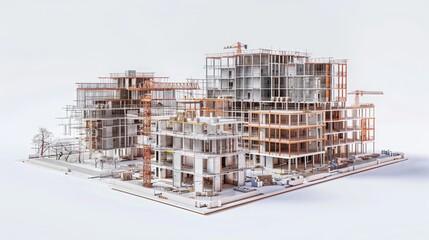 building under construction on white background