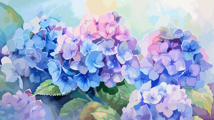 Hortensie Floral Blumen Hydrangea Garten Wasserfarben Vektor